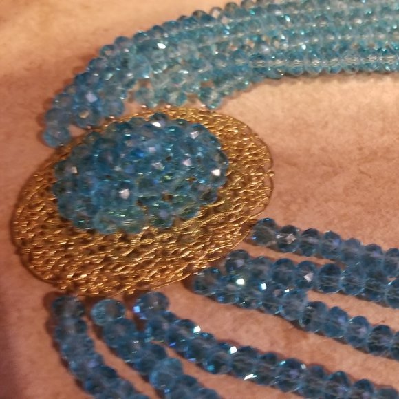 STUNNING 3 PIECE STATEMENT SET VIVID BLUE HANDMADE - Picture 10 of 10